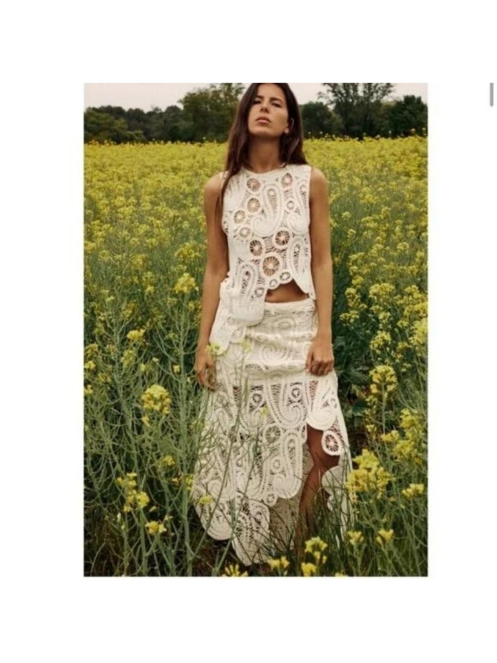 Zara Asymmetrical Crochet Top&Skirt Set
